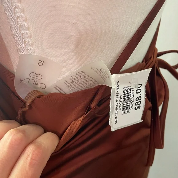 CALIA by Carrie Underwood Deep V-Neck Brown Swimsuit - Picture 7 of 8